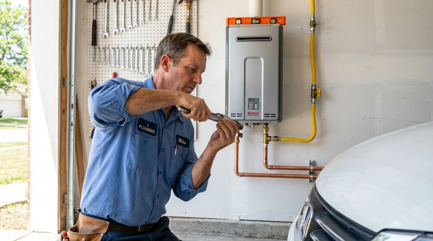 Tankless water heater installation by a Johns Plumbing LLC plumber in Clay Center